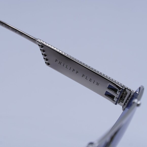 Philipp Plein SPP106M 0579 Sunglasses Palladium Aviator Frame, Blue Lenses - Picture 6 of 12